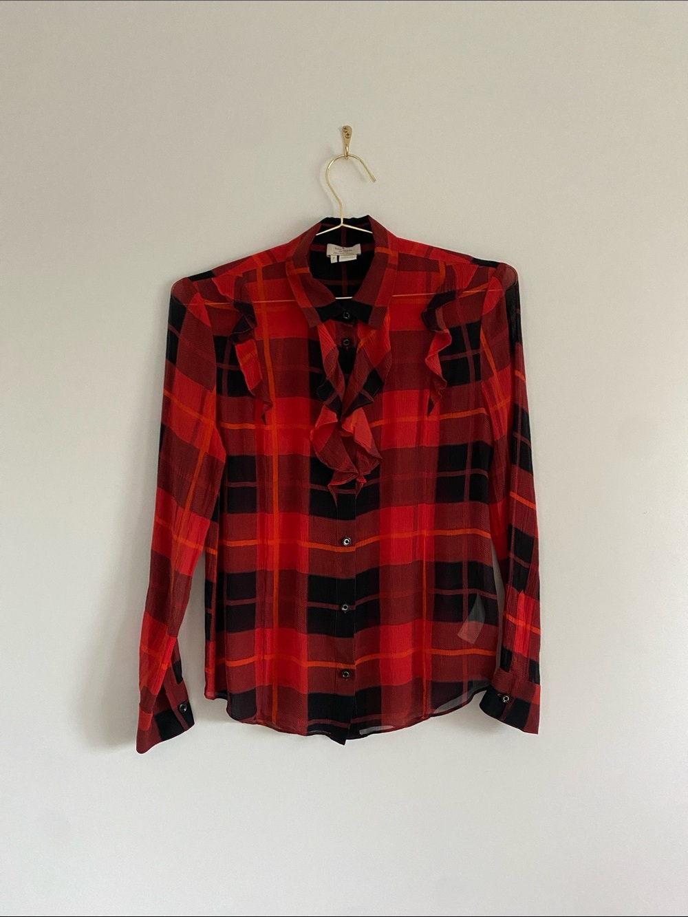 Kate Spade Silk Plaid Blouse
